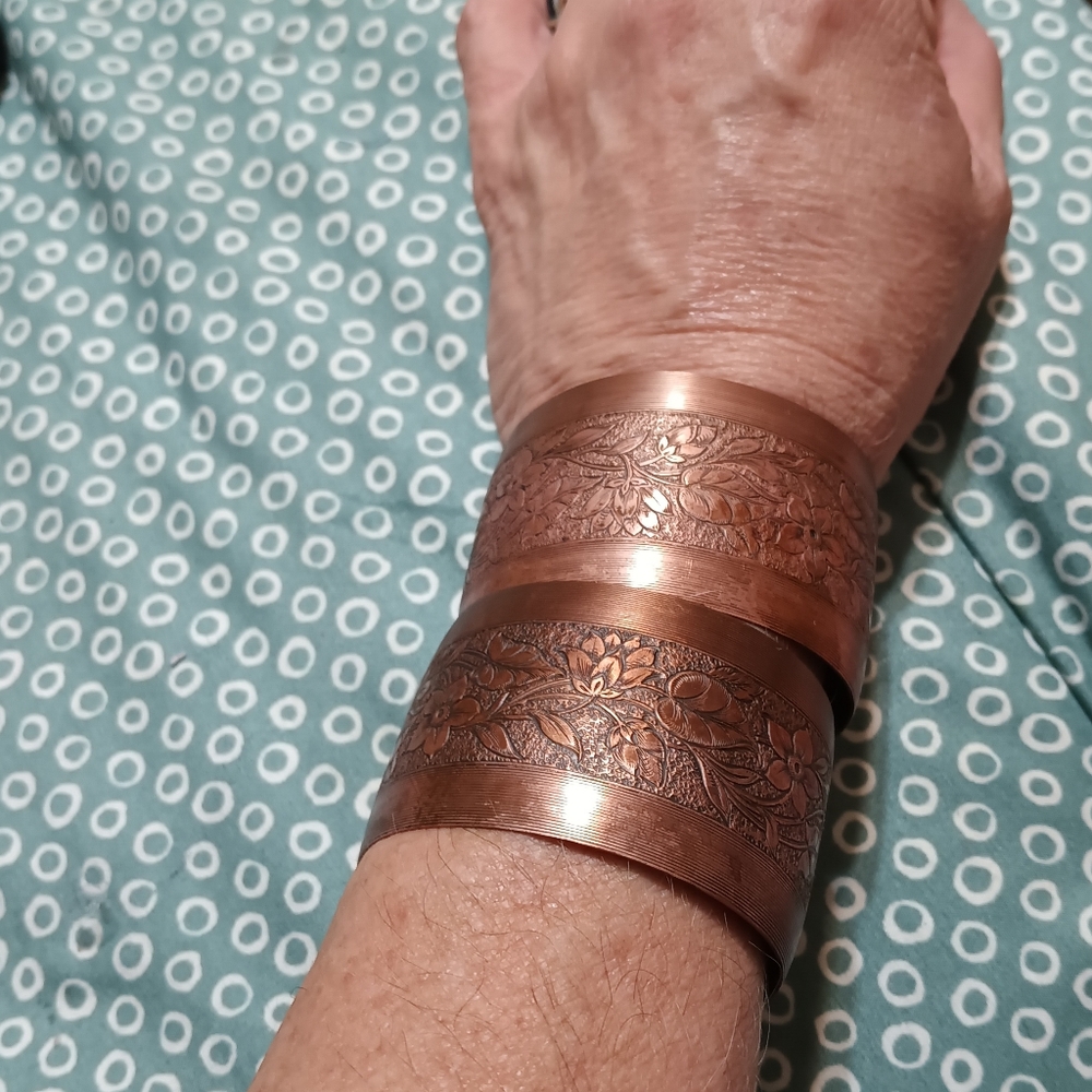 Vintage copper cuffs (Pair) 2" wide